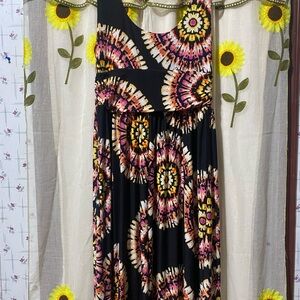 AB Studio Black and Pink Maxi Dress